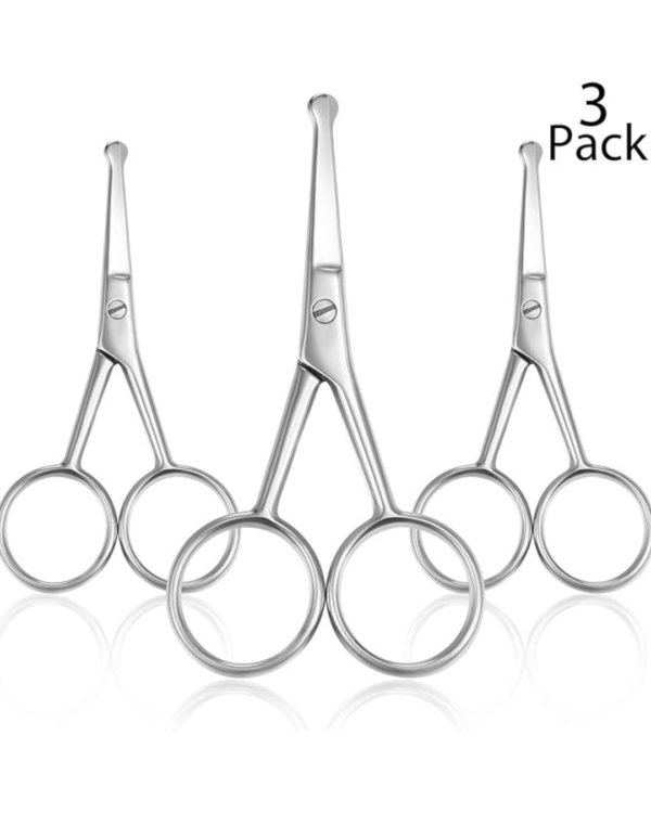 3 Safety Scissors Mustache, Nose, Ear Hair Pet Grooming, Manicure 3.5" Curved