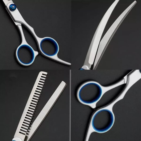 Dog Scissors Set 4, 7 Inch Straight Thinning Curved Chunker Pet Grooming Scissors Kits - Image 2