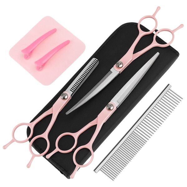 6 Pcs Dog Grooming Scissors Kit, Professional Dog Trimming Scissors Set, Hair Cutting Scissors for Pet Grooming, Curved Dog Scissors Pet Thinning Shears - Image 4